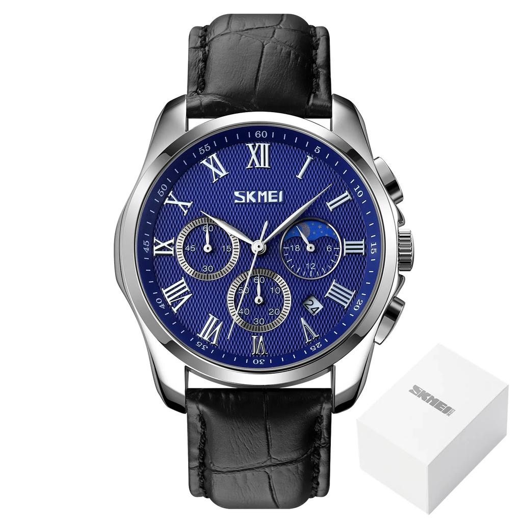 Skmei Casual Quartz Wristwatches Waterproof Stopwatch Date Clock Male Montre Homme Creative Moon Phase Sport Mens Watches 9260