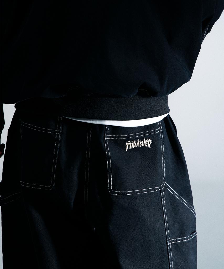 Treasure Flame Stitch Carpenter Pants Black