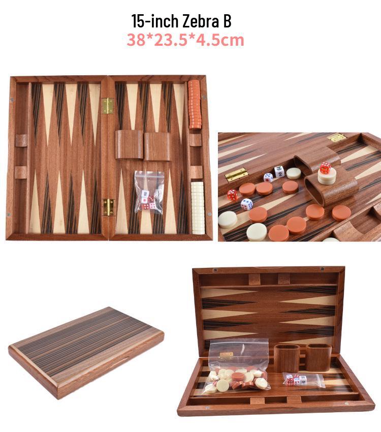 High-End Wooden Backgammon and Baccarat Card Set In Solid Wood Box