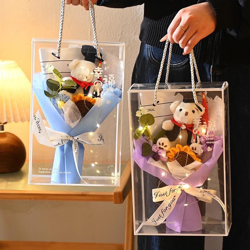Crochet Flower Bouquet Graduation Bouquet Gifts Artificial Flower Handmade Sunflowers Teacher'S Day Mother'S Day Gifts