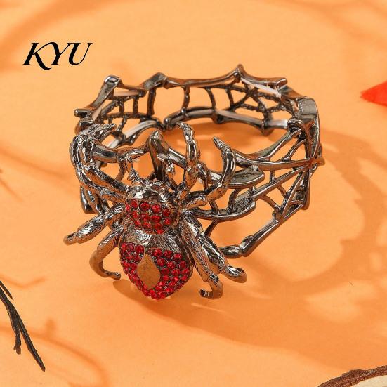Glänzendes Strass-Spinnen-Armreif Vintage Armband, Gothic Punk Verstellbares Stretch-Armreif Personalisierbares Tägliches Accessoire für Männer Frauen, Mysteriöses Halloween