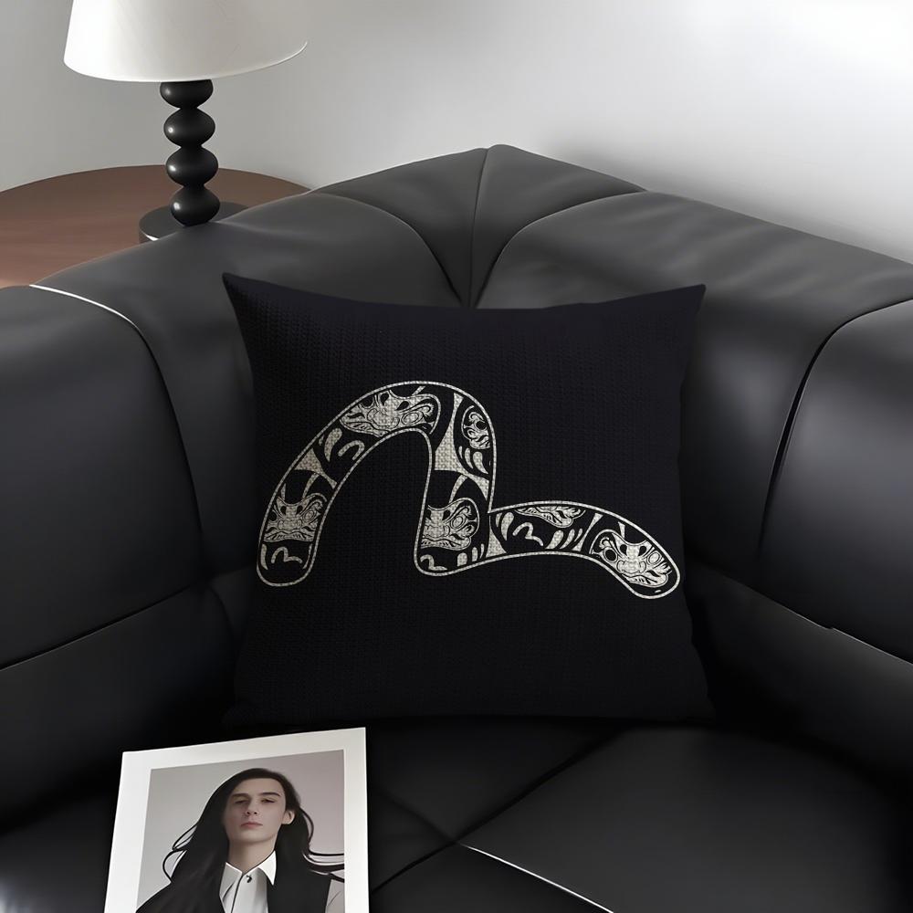 EEVISU Logo Cushion Cover Natural Linen Organic Fabric DoubleSided Printing Sofa Home Decor Gift Pillow Case
