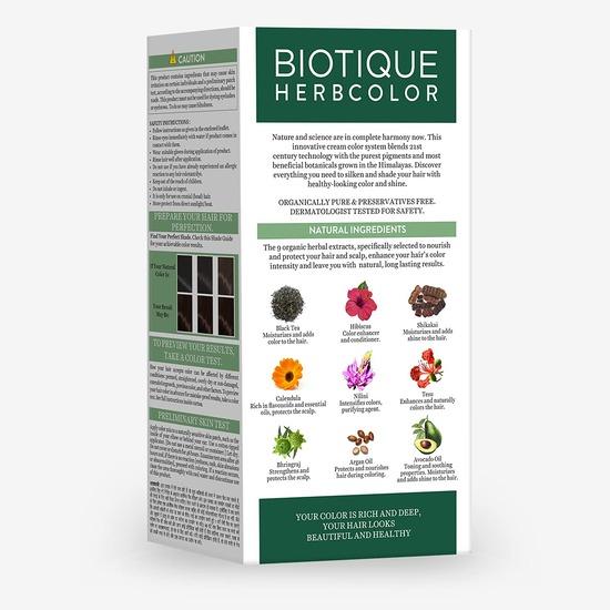 Biotique Herbcolor Balsam Hårfarge l Ammoniakkfri Hårfarge l 50g + 110ml| Brun 4N (Pakke med 1)