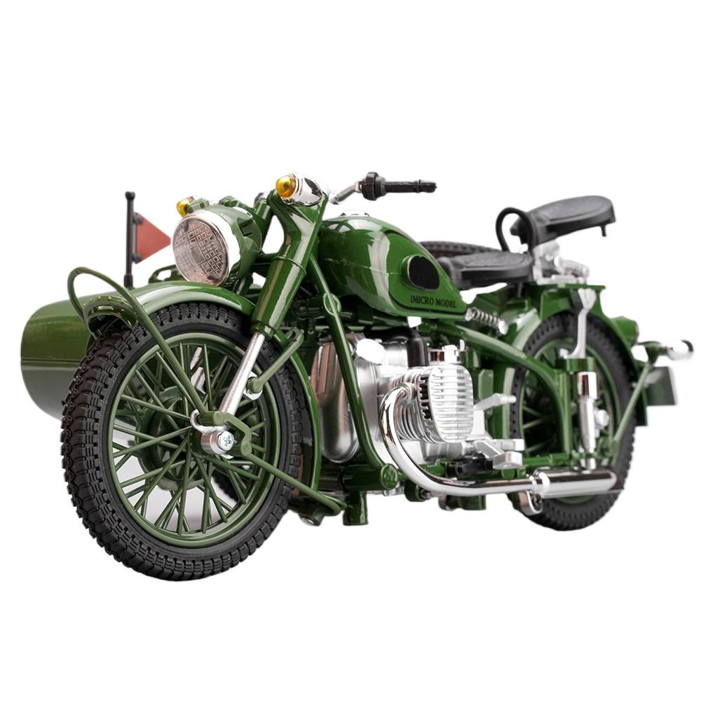 1/10 Alloy Die-cast 750 Tricycle Model, Retro Motorcycle Toys, Simulated Military Enthusiasts Collection Ornaments Gifts