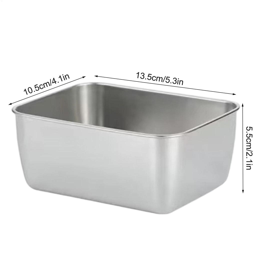 1PC Stainless Steel Food Storage Container Rectangle Dish with Cover Noodles Fruit Tray Lunch Box Thick Refrigerator Organizer