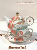 BRKeramik Mutter und Kind Topf Nachmittagstee Kaffeetasse Kaffeekanne Set Leichter Luxus Retro Keramik Blume Teekanne Set Neues Zuhause GeschenkEY
