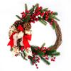 40cm Christmas Wreath Pine Cone Red Berry Garland Door Wall Hanging Decor