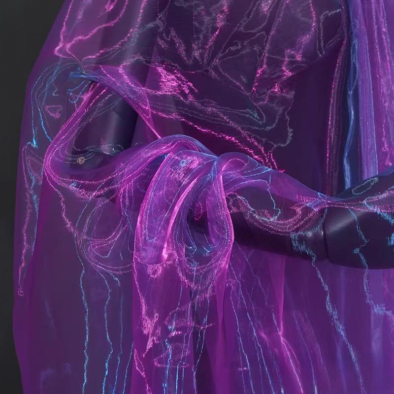 100x150cm Gradient Flashing Colorful Organza Tull Fabric for Designer Styling Shiny Dress Clothes Accessories Stage Decor