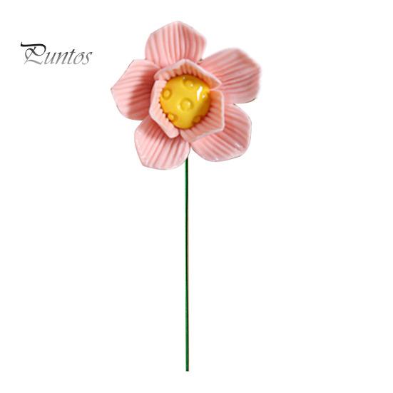 Ceramic Flower with Stem Realistic Handcrafted Artificial Home Colorful Blossom Decoration Office Living Room Vase Fake Simulation Decor