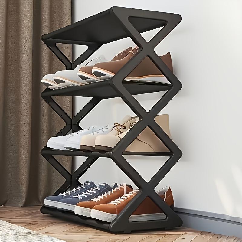 4 Tier Foldable Shoe Rack Space Saving Free Standing Shoe Storage Organizer for Closet Hallway