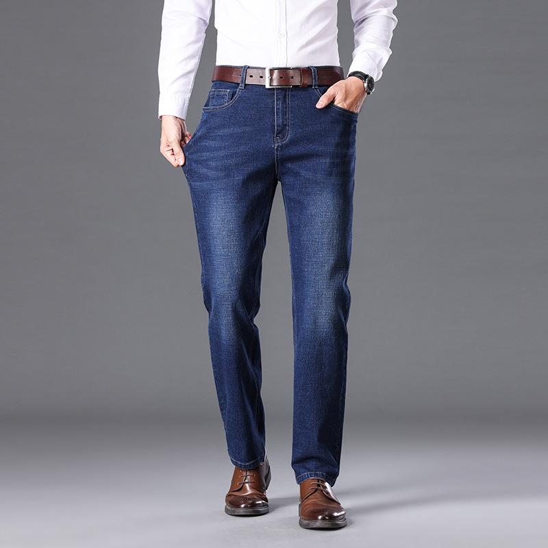 Herbst und Winter verdickte Samt Business Casual locker hoch tailliert tiefer Schritt Jeans elastische verschleißfeste Arbeitshose Hose