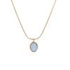 Titanium Steel Starry Ocean Pendant Necklace With Blue Oval Gemstone For Women
