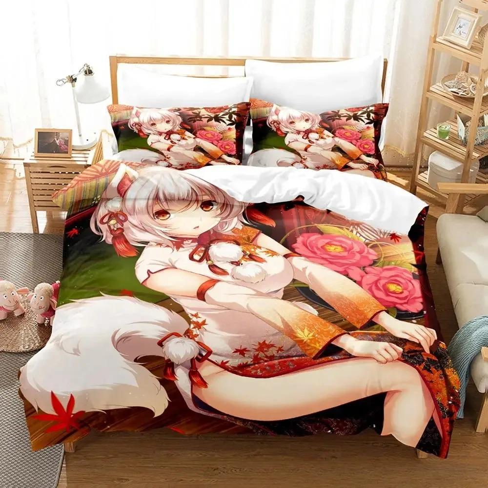 

Comforter Kawaii Inubashiri Momiji Touhou Bedding Set Single Twin Full Queen King Size Bed Set Adult Kid Bedroom Comforter (quilt)-EU Single(135*200cm)3pcs