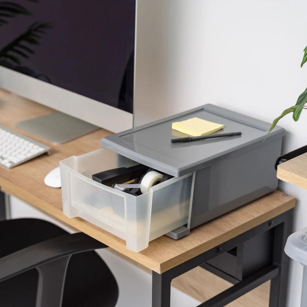 Stackable Plastic Storage Bins Modular Drawers Under Bed Organizer 7Qt Clear Durable Shelving System Clothing Accessories Toys