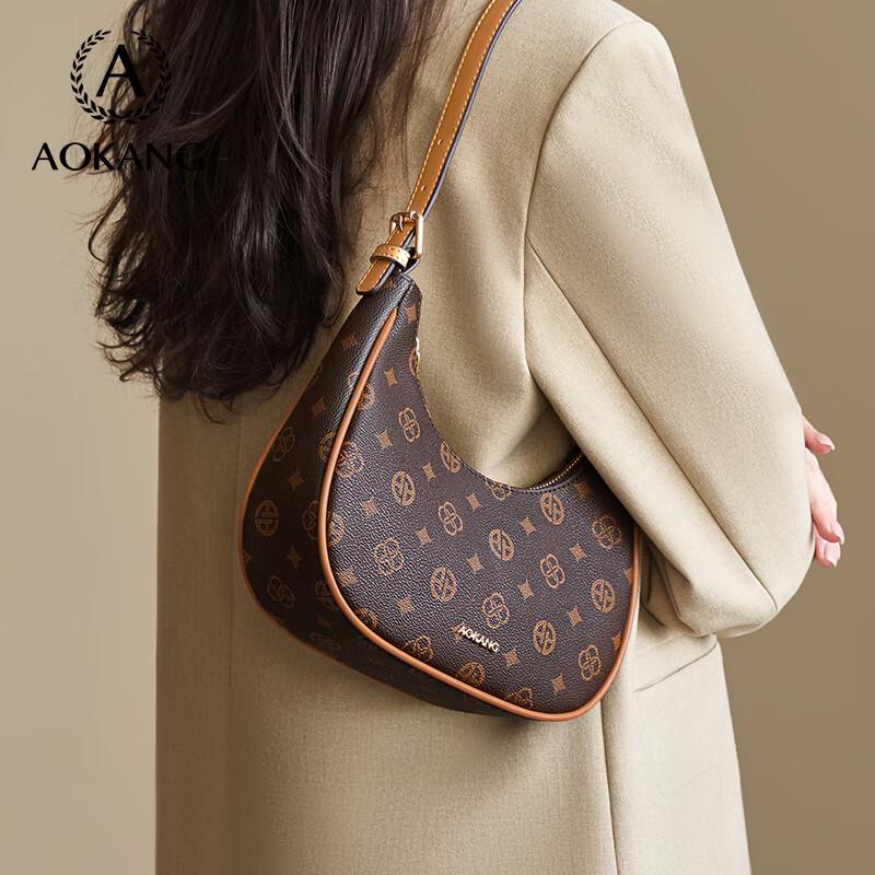 AOKANG Damen Retro Halbmond Crossbody Umhängetasche