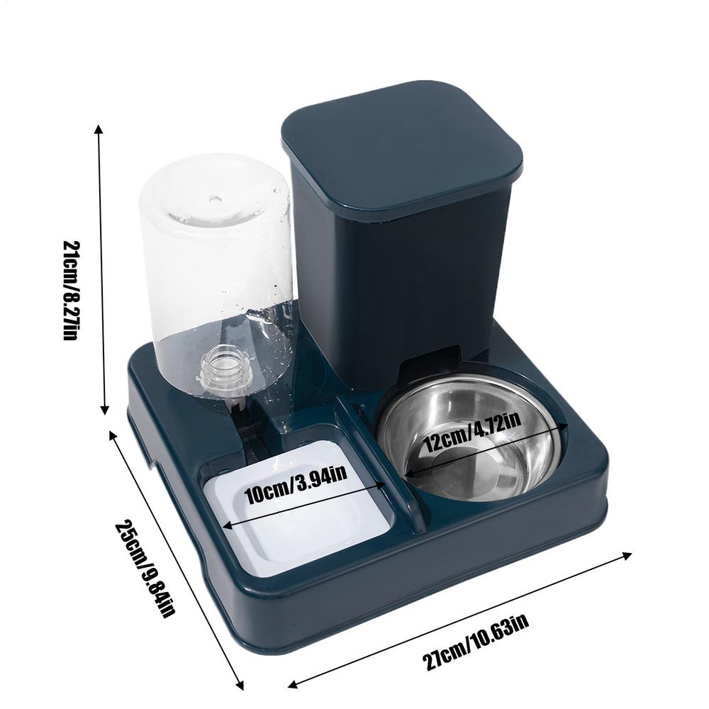 

Automatic Cat Feeder And Waterer Dogs Cats Food Bowl With Water Fountain Pet Food Storage Dispenser Container Pet Accessories синій
