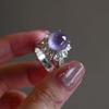 Ice Through Purple Beads Full of Diamonds Ring, Cold Feeling, Light Luxury Temperament, High Value, Exquisite Daily Versatile Index Finger Ring