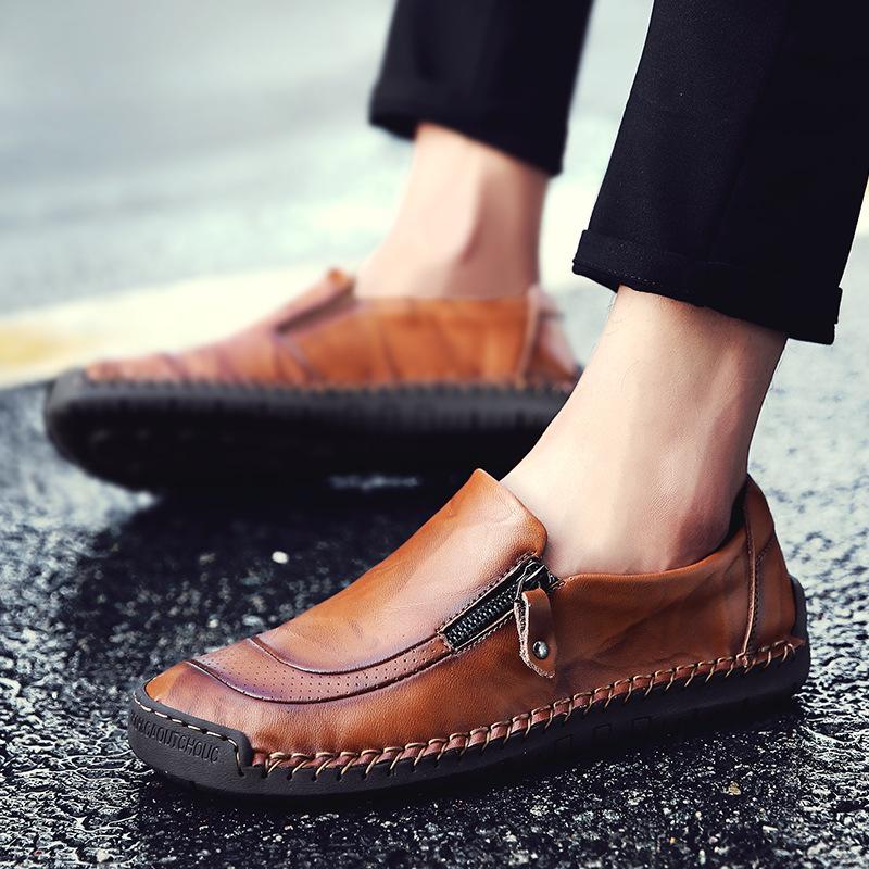 Large Size Autumn New Men's Leather Shoes Genuine Leather Men's Shoes Driving Beans Shoes Men's Casual Shoes Business Foot Shoes