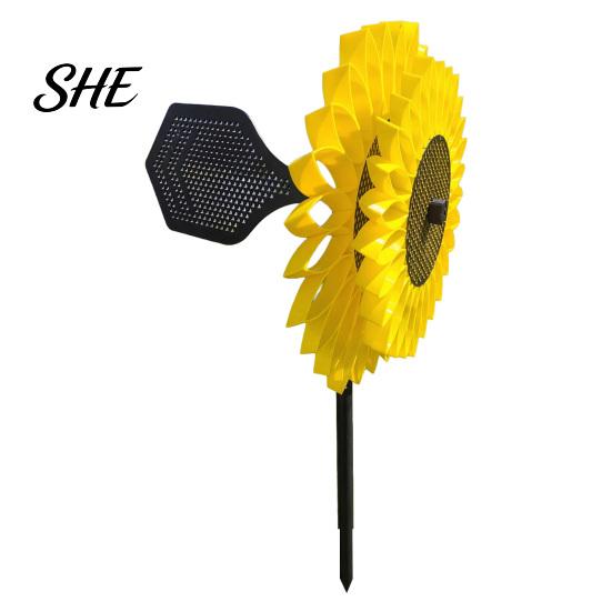 Rust Proof Wind Spinner Sunflower Spinner, Garden Stake Catcher, Driven Yard Decoration Outdoor for Lawn Patio Weather Resistant Decor S