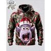 3D Print Christmas Fleece Hoodie Santa With Kid Gift Sack Pullover Long Sleeve Kangaroo Pocket Xmas Holiday Sweatshirt