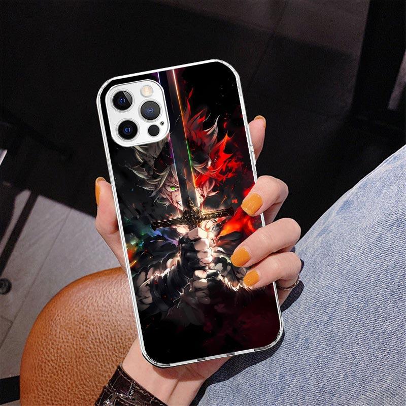 Black C-Clovers Anime Phone Case For iPhone 13 12 Mini 11 Pro Max XS XR X SE 7 8 Plus 5S 5 6S 6 Gift Print Cover Fundas