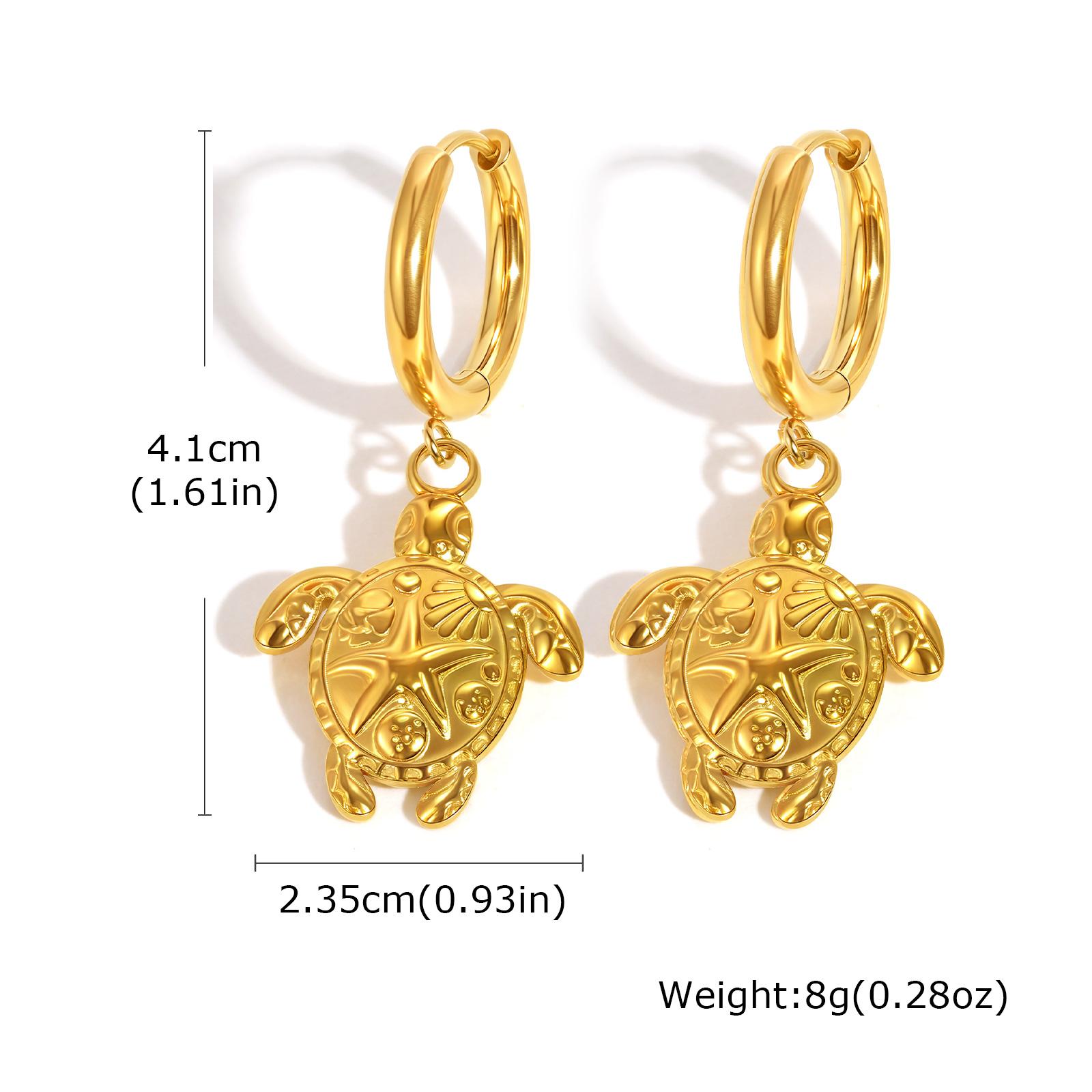 

Gold Plated Buckle Hoop Earrings For Women, Hanging Turtle Stainless Steel Dangle Earring Hypoallergenic Waterproof Jewelry Gift