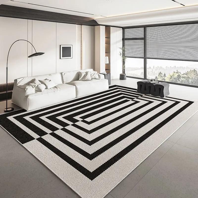 Geometric Decor carpets for living room Black White Light Luxury Rugs Decoration bedroom Non-slip Mat Large Area Rug tapis salon