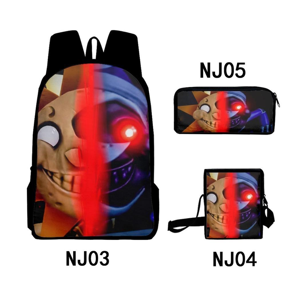 3Dsundropfnaf Backpack Student School Bag Crossbody Bag Pencil Bag Three-Piece Trend