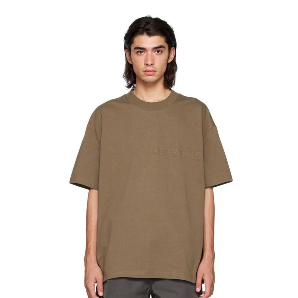 Fear of God Essentials Short Sleeve Tee With Logo Print Men Tops Wood-Brown FOG-FW22-720