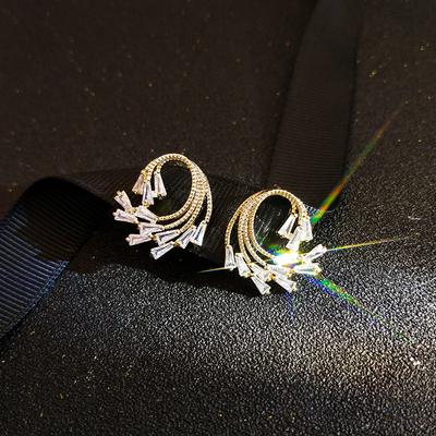 Pevný 14K zlatý tón Barva Diamantové Šperky Drahokam Náušnice Pecky Originální Ženy Tón Šperky Náušnice Dívky Trendové Náušnice