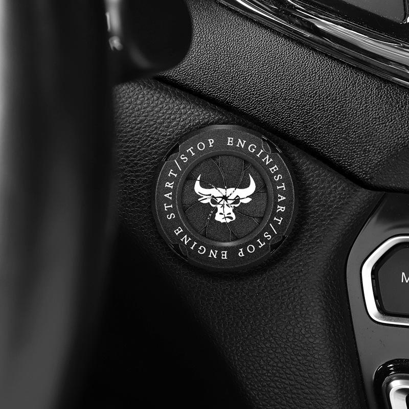 Evil Smiley/Skeleton Onekey Start Stop Button Cover Car Interior Decor Start Switch Protective Cover Motorcycle Start Ring