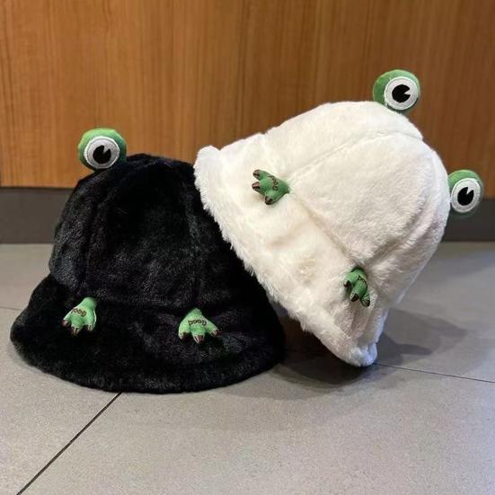Winter Fischerhut Cartoon 3D Frosch Design Verdickt Winddicht Warm Plüsch Fischerhut Damen Outdoor Aktivitätszubehör