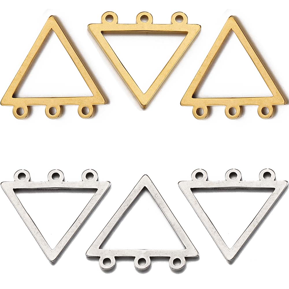 10pcs Stainless Steel Triangle Blank Drop Connector Multi Holes Connect Tassel Pendant Charm Necklace Earring DIY Jewelry Making