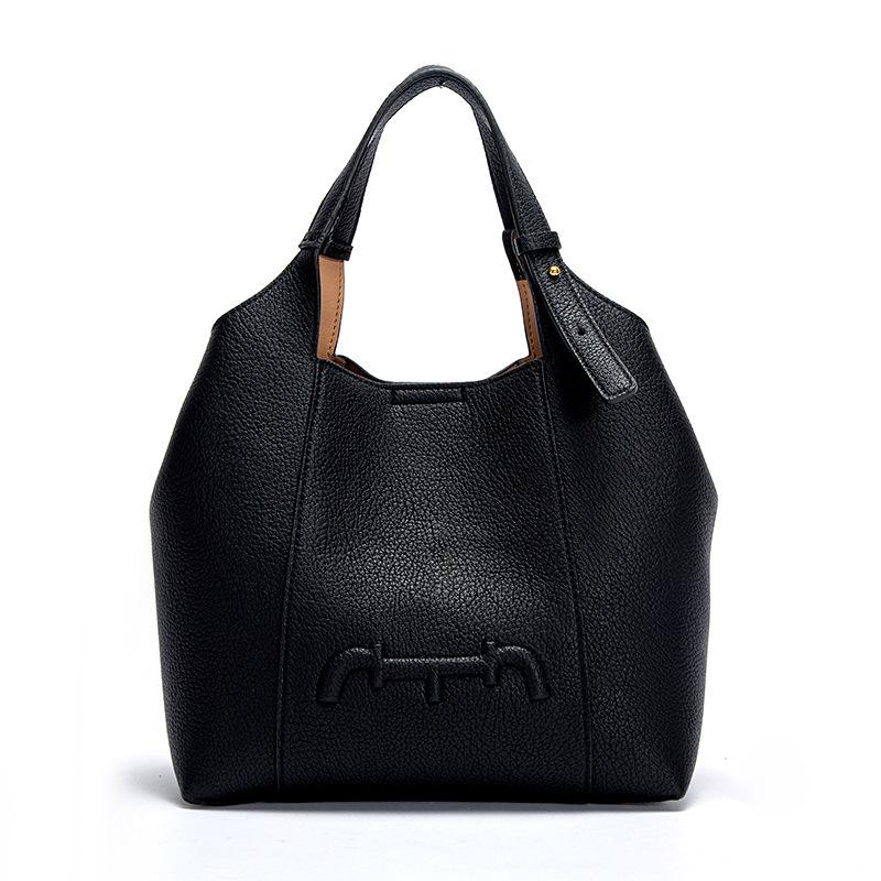 

Весенний простой однотонный дизайн, женская мода, большая вместимость, изысканная, нишевая и универсальная ручная сумка-ведро 21*14*24cm чёрный