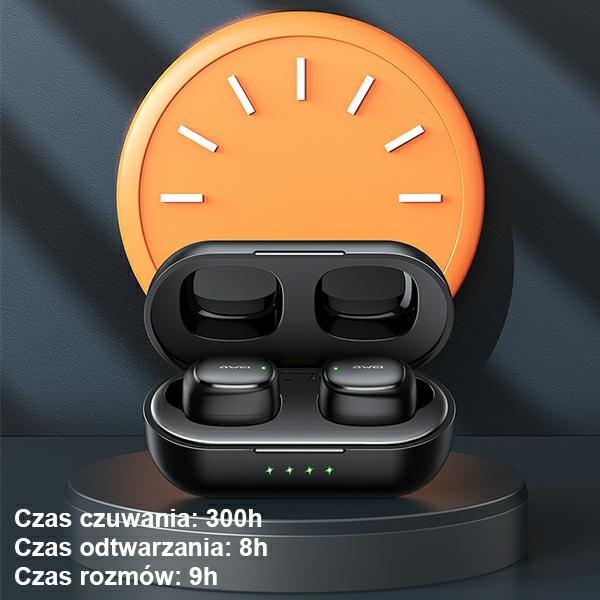 Awei Słuchawki Bluetooth 5.1 T13 Pro Tws+ Stacja Dokująca Czarny/Black