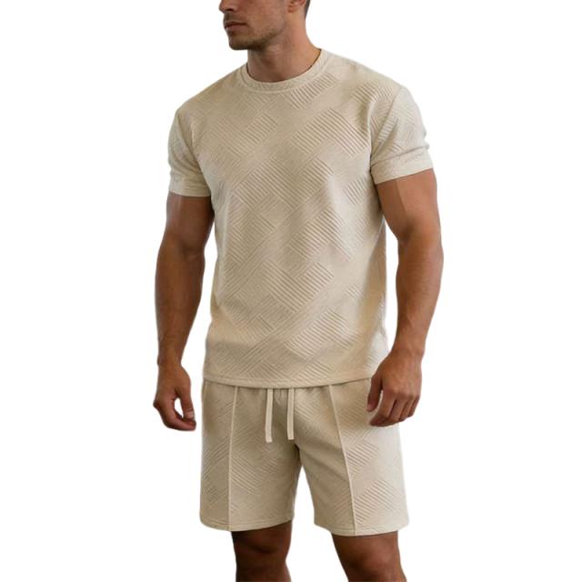 Men's Casual Sports Short Sleeve T-shirt Two-Piece Set