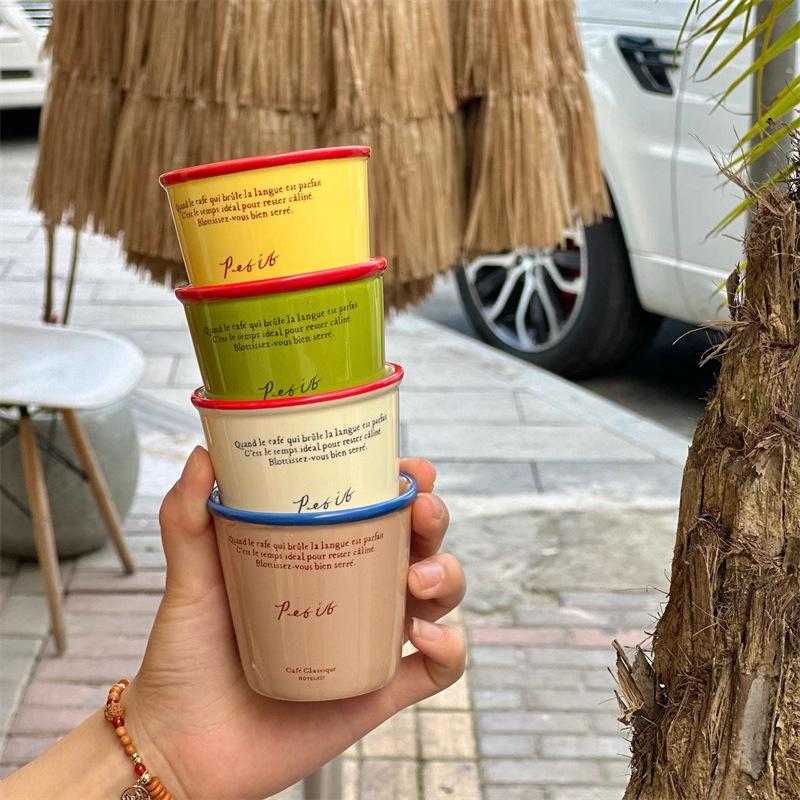 1PC Water Cup Coffee & Tea Lovers Paper Cup Shape INS Ceramic Coffee Mug Chic 2 Sizes