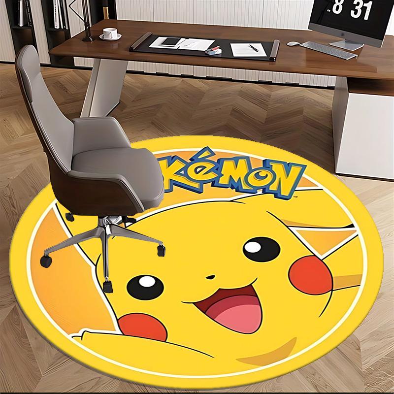 Pikachu,Pokémon Chair mat Round Rug Office carpet, Machine Washable, Non slip, Suitable for Living Rooms, Bedrooms