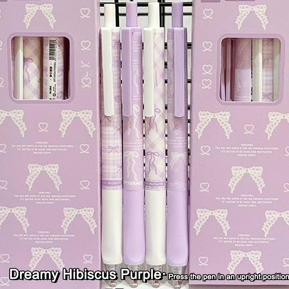 4PCS/Set Cute Bow Gel Pen Soft Grip Ballpoint Pen New Black Pen  Writing Tool