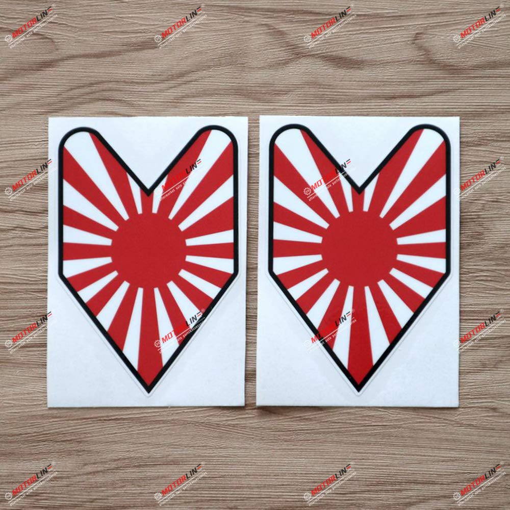 

2 Pcs Glossy 5 Wakaba Mark Japanese Rising Sun Flag Decal Sticker Car Vinyl Beginner Mark