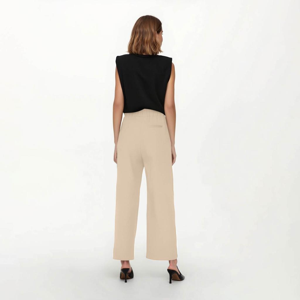 Women's Fashion Casual Pants Solid Color Straight Pants Elastic Waist Pants With Pockets