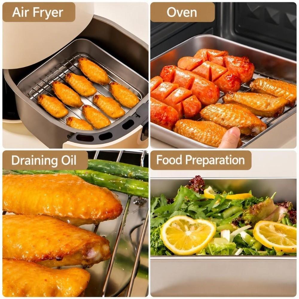 304 Stainless Steel Cooking Rack Square Grid Grill Cooling Rack  Home Kitchen Oven Steamer Cooker