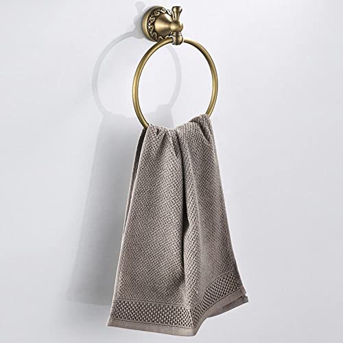 Moin moin Handtuchhalter, Handtuchstange, Handtuchständer, Handtuchring, Messing und Gold, Retro Antikstil, Wandmontage, Stilvoll, 18 x 21 x 7,2 cm / Rund, Geeignet