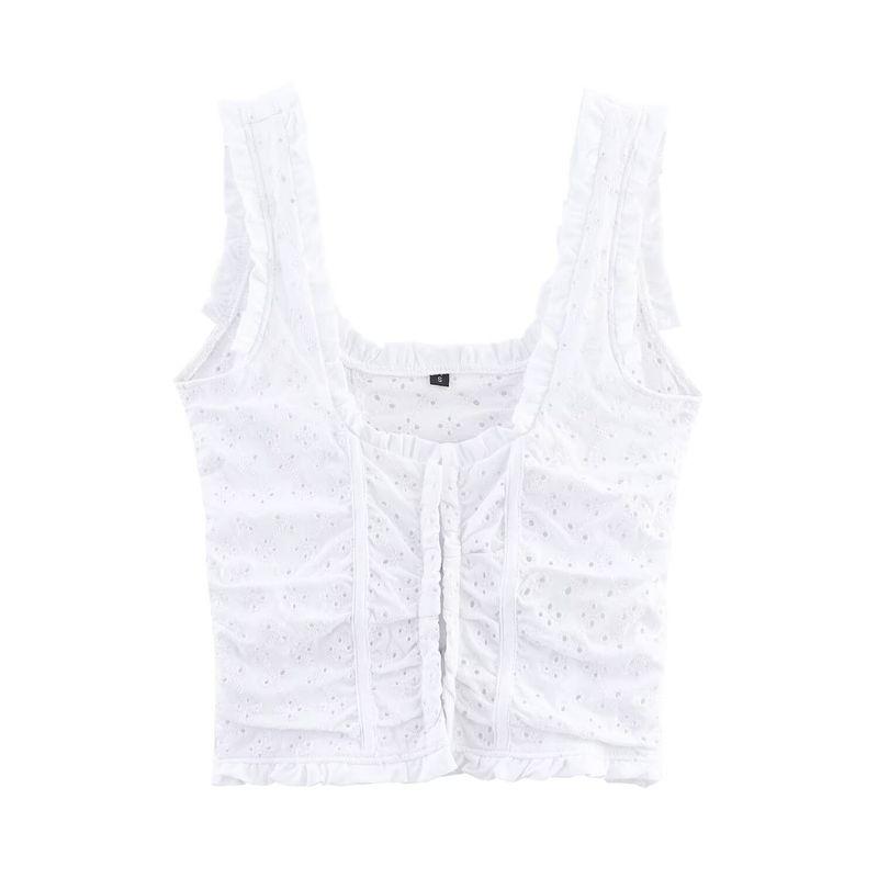 Kaslead New Women clothes Western Style Fashion Simple and Versatile Hollow Embroidery Top 4174380