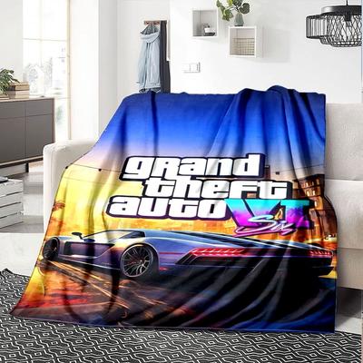 1pc Grand Theft Auto Soft Flannel Blanket with Designer Print A Cozy Blanket for All Seasons, Perfect for the Couch, Bed, Office