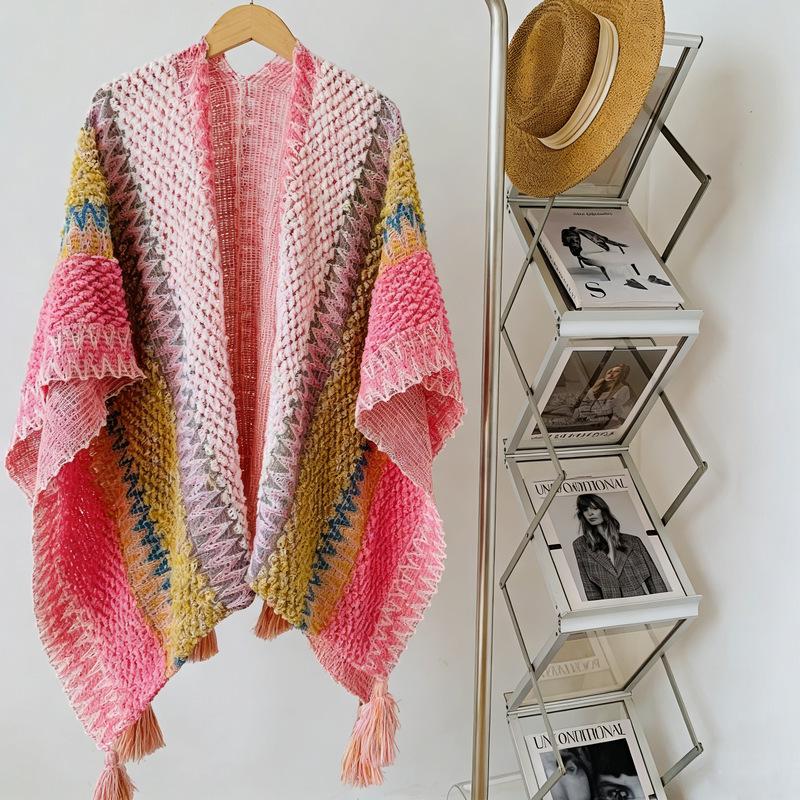 Women's Ethnic Knit Shawl: Travel Photography Cloak & Scarf for Spring & Autumn