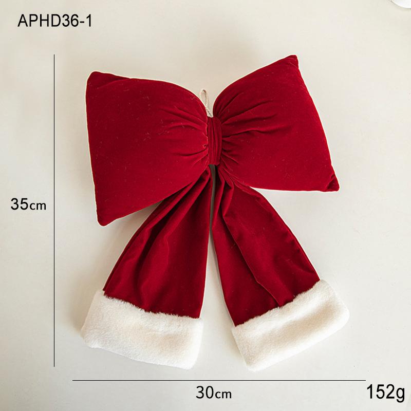 Red Velvet Christmas Bow Ornaments, Holiday Wedding Decor for Xmas Tree Hanging Decoration