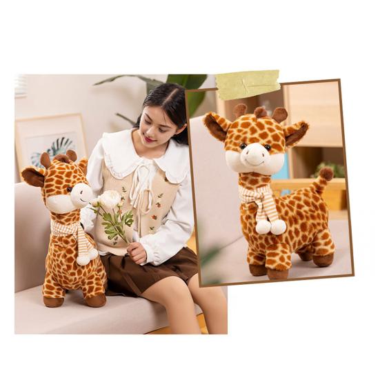 Scarf Giraffe Plush Toy Soft Stuffed Animal with Knitted Scarf Cuddle Buddy for Kids Nursery Decor And Gift for Baby Shower Birthday