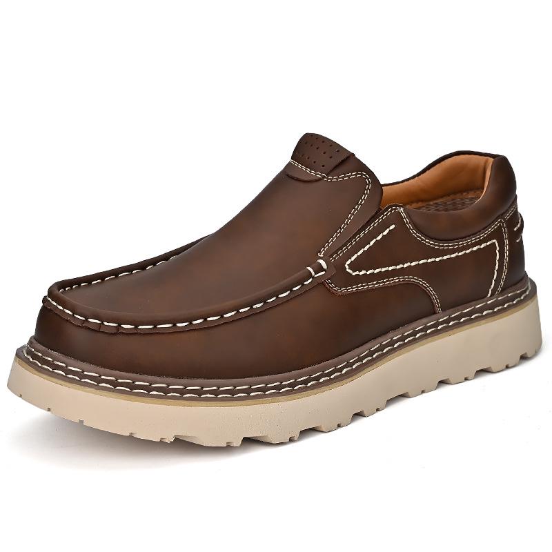 Men's 2023 Genuine Leather Casual Shoes - Trendy, Versatile, Thick Sole, Height Increasing, Anti-slip, Soft Sole, Lace-up