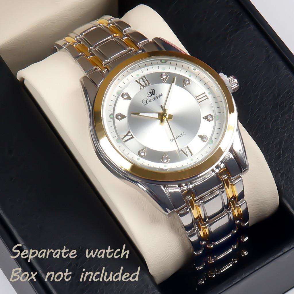 Мужские модные кварцевые часы с стальным браслетом для делового повседневного стиля GoldSilver